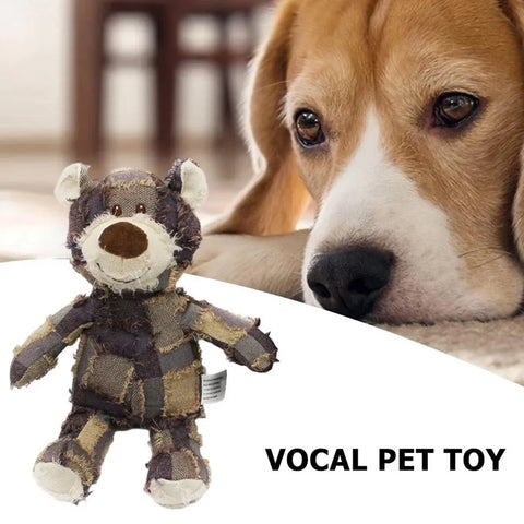Puppy Squeaky Plush Toy Small Dog Chew Soft Bear Pet Companion - Purple-28cm