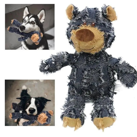 Puppy Squeaky Plush Toy Small Dog Chew Soft Bear Pet Companion - Purple-28cm