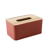 Wooden Lid Tissue Storage Box Dispenser for Napkins Desk Paper Holder Organiser - Pink