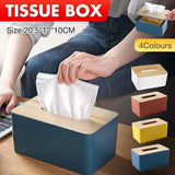 Wooden Lid Tissue Storage Box Dispenser for Napkins Desk Paper Holder Organiser - Pink