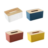 Wooden Lid Tissue Storage Box Dispenser for Napkins Desk Paper Holder Organiser - Pink