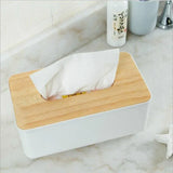 Wooden Lid Tissue Storage Box Dispenser for Napkins Desk Paper Holder Organiser - Pink