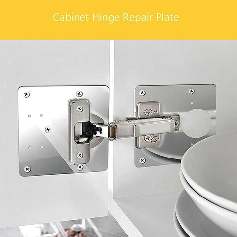 Hinge Repair Plate Rust Resistant Steel Furniture Cupboard Repair Mount Tool - 1SET