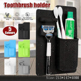 Silicone Shower Toothbrush Holder Bathroom Storage Rack for Razor and Toothpaste - Black