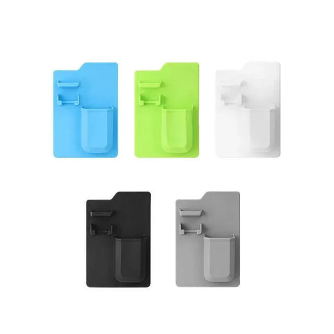 Silicone Shower Toothbrush Holder Bathroom Storage Rack for Razor and Toothpaste - Black