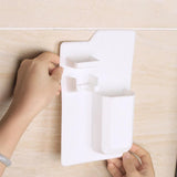 Silicone Shower Toothbrush Holder Bathroom Storage Rack for Razor and Toothpaste - Black