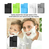 Silicone Shower Toothbrush Holder Bathroom Storage Rack for Razor and Toothpaste - Black