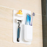 Silicone Shower Toothbrush Holder Bathroom Storage Rack for Razor and Toothpaste - Black