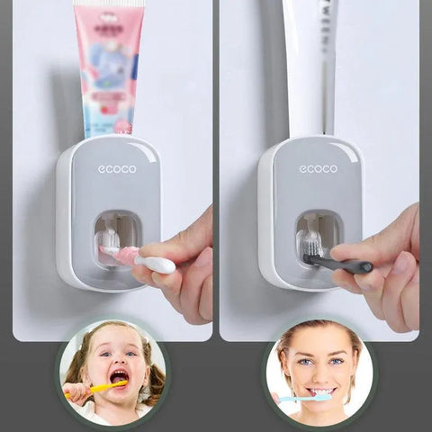 Ecoco Wall Mount Auto Ands Free Toothpaste Dispenser Automatic Toothpaste Squeez - Grey