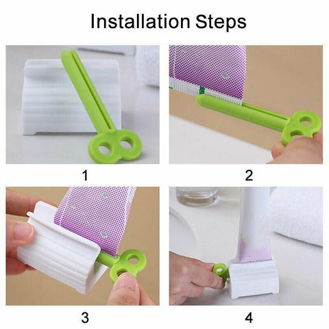 3X Toothpaste Squeezer Bathroom Tube Easy Stand Dispenser Rolling Holder Seat