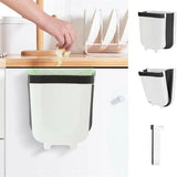 9L Hanging  Bin Wall Mounted Folding Waste Bin Kitchen Dining Cabinet Trash Can - Khaki