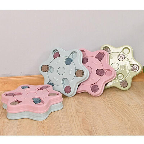 Dog Treat Dispenser Food Puzzle Toy Interactive Training Feeder Pet Supply Bowl - Hexagon-Green