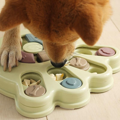 Dog Treat Dispenser Food Puzzle Toy Interactive Training Feeder Pet Supply Bowl - Hexagon-Green