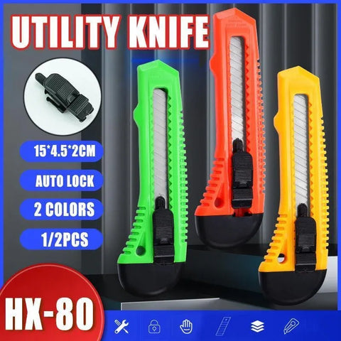 1/2/3PCS Utility Stanley Knife With Blades Blade Retractable Heavy Duty Box Cutter - Yellow-1PC