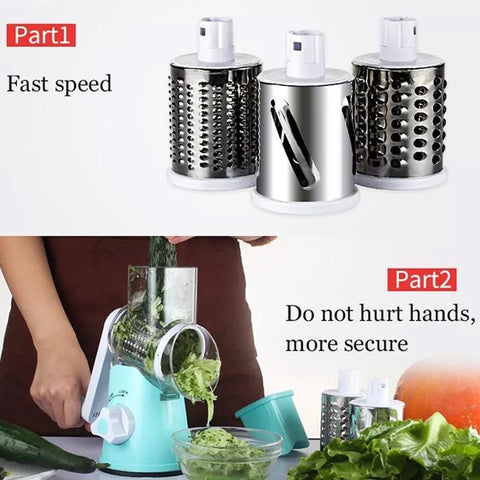 Kitchen Vegetable Fruit Slicer Cutter Shredder Food Manual Rotary Grater Chopper - Green