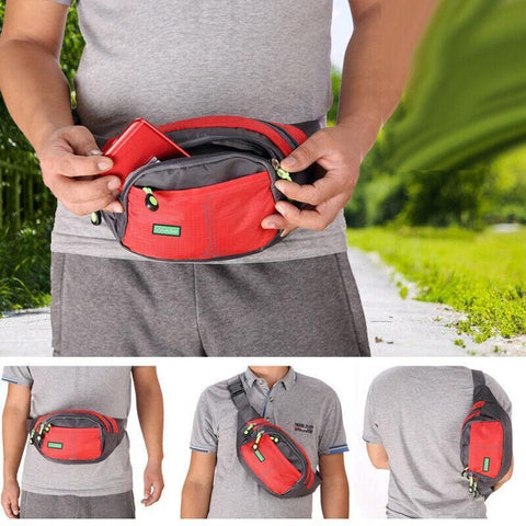 Fanny Pack Zip Pouch Hiking Climbing Sport Bum Waist Bag - Light Blue