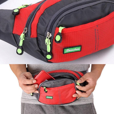Fanny Pack Zip Pouch Hiking Climbing Sport Bum Waist Bag - Light Blue