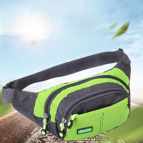Fanny Pack Zip Pouch Hiking Climbing Sport Bum Waist Bag - Green