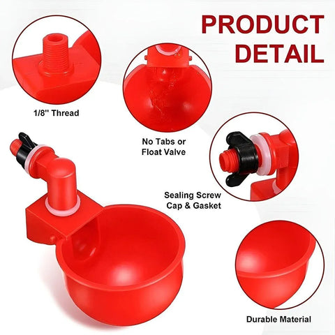 6x Automatic Chicken Water Cup Waterer Poultry Drinking Bowl Feeder Drinker Tool