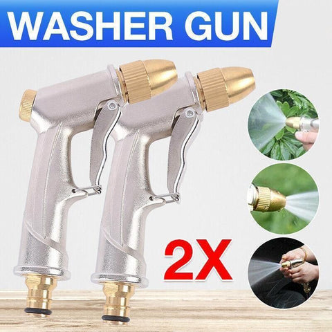 2Pcs High Pressure Water Spray Handle Nozzle Brass Garden Hose Pipe Lawn Car Wash