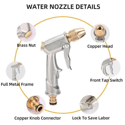 2Pcs High Pressure Water Spray Handle Nozzle Brass Garden Hose Pipe Lawn Car Wash
