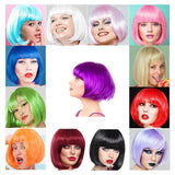 Short Bob Wig with Bangs for Women Synthetic Cosplay Party Hair in 14 Colours - Red