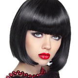 Short Bob Wig with Bangs for Women Synthetic Cosplay Party Hair in 14 Colours - Red
