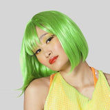 Short Bob Wig with Bangs for Women Synthetic Cosplay Party Hair in 14 Colours - Red
