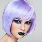 Short Bob Wig with Bangs for Women Synthetic Cosplay Party Hair in 14 Colours - Red