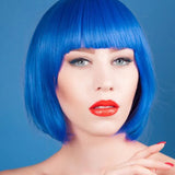 Short Bob Wig with Bangs for Women Synthetic Cosplay Party Hair in 14 Colours - Red