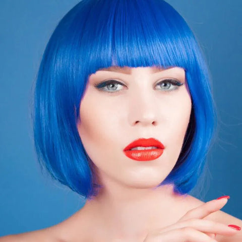 Short Bob Wig with Bangs for Women Synthetic Cosplay Party Hair in 14 Colours - Red