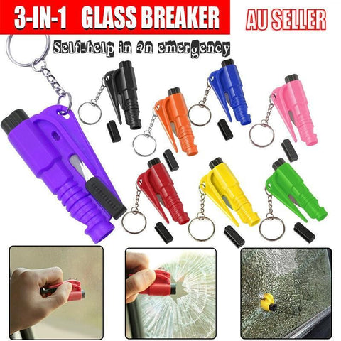 3 In 1 Car Window Glass Breaker Emergency Escape Tool with Cutter - Pink