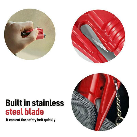 3 In 1 Car Window Glass Breaker Emergency Escape Tool with Cutter - Pink