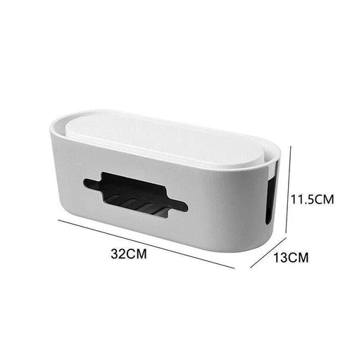 Cable Power Management Storage Box Socket Wire Tidy Organiser Hide Case - White