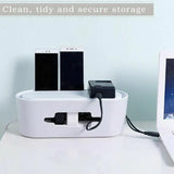Cable Power Management Storage Box Socket Wire Tidy Organiser Hide Case - White