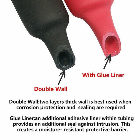 Grade Marine Heat Shrink Tubing 3:1 Wire Sleeve Glue Inside Fast Wrap Insulation Black - 6.4mm*1M
