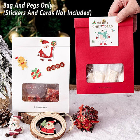 10PCS Snowflake Kraft Paper Candy Bag with Window Biscuit Self Standing Food Bag - White