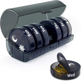 7 Day Weekly Case Dispenser Medicine Tablet Organizer Storage Container Pill Box - Black
