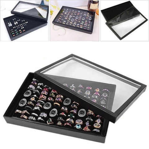 100 Slot Jewelry Ring Earring Storage Box Display Organizer Case Tray Holder - 1PC