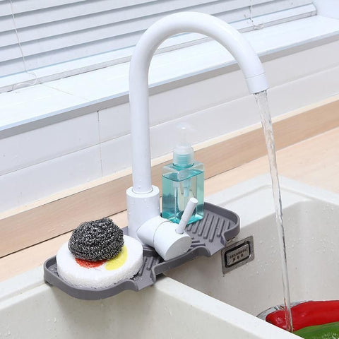 Kitchen Faucet Storage Rack Holder Soap Sponges Caddy Organizer Sink Basket Rack - Grey