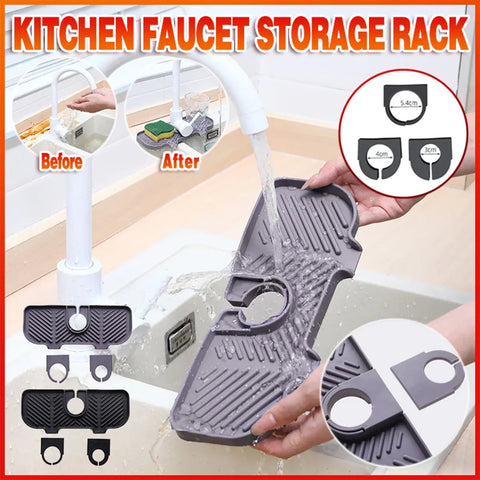 Kitchen Faucet Storage Rack Holder Soap Sponges Caddy Organizer Sink Basket Rack - Black