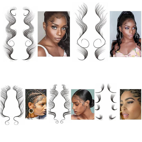 Hairline Edge Tattoo Stickers - Curly Fringe Decals for Women Styling - 1