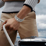 Men Cross Bracelet Multi-Layer Leather Wristband Stainless Steel Stylish Gift - Silver