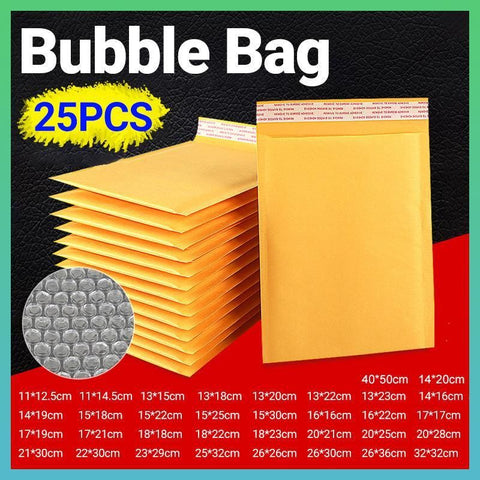 25PCS Poly Bubble Mailer Yellow Colour Multi-Size Plastic Padded Bag - 25PCS-18*18CM