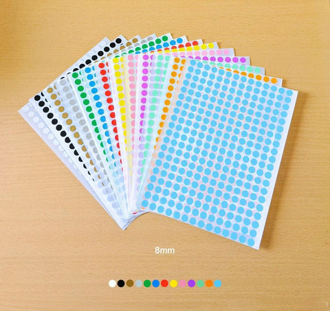 Yellow Assorted Sizes Colour Sticker Dots Adhesive Round Labels Circular Spot Scrapbook - 13mm*132 Dots