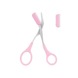 Eyebrow Trimmer Grooming Scissors Eyelash Thinning Shears Comb Brow Shaping Tool - Pink