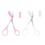 Eyebrow Trimmer Grooming Scissors Eyelash Thinning Shears Comb Brow Shaping Tool - Pink