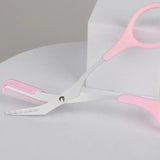 Eyebrow Trimmer Grooming Scissors Eyelash Thinning Shears Comb Brow Shaping Tool - Pink