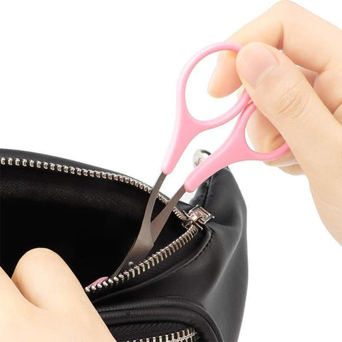 Eyebrow Trimmer Grooming Scissors Eyelash Thinning Shears Comb Brow Shaping Tool - Pink