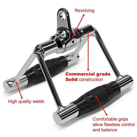 Close Grip Triangle Row Handle - Cable Pulley Attachment Gym Bar (1 Piece)